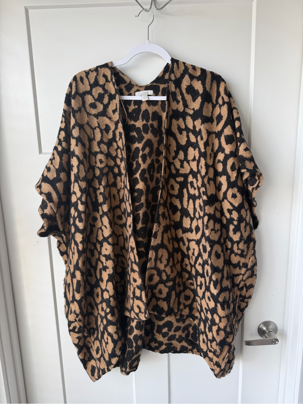 LOFT Leopard-Print Open Cardigan - Tan & Black